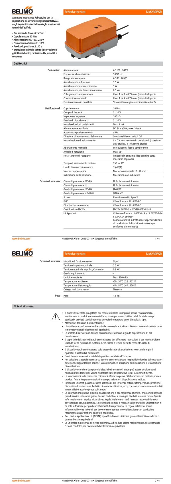NM230PSR Attuatore rotativo (RobustLine), 10 Nm, AC 100...240 V, 2...10 V, 150 s, IP66/67 - immagine 2