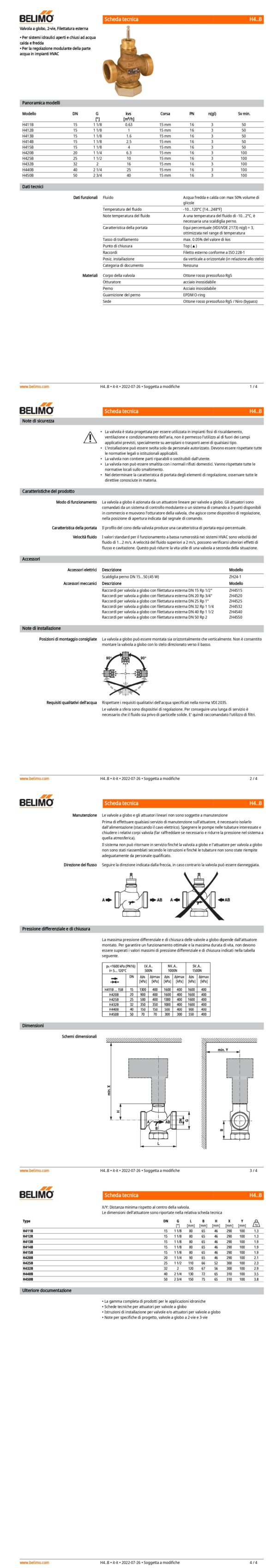H420B Valvola a globo, 2-vie, DN 20, Filettatura esterna, G 1 1/4", PN 16, ps 1600 kPa, kvs 6.3 m³/h, Temperatura del fluido -10...120°C - immagine 2