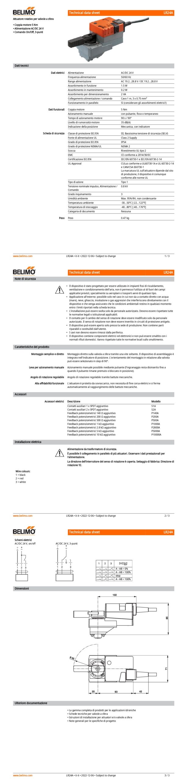 LR24A Attuatore rotativo, 5 Nm, AC/DC 24 V, On/Off, 3-punti, 90 s, IP54 - immagine 2