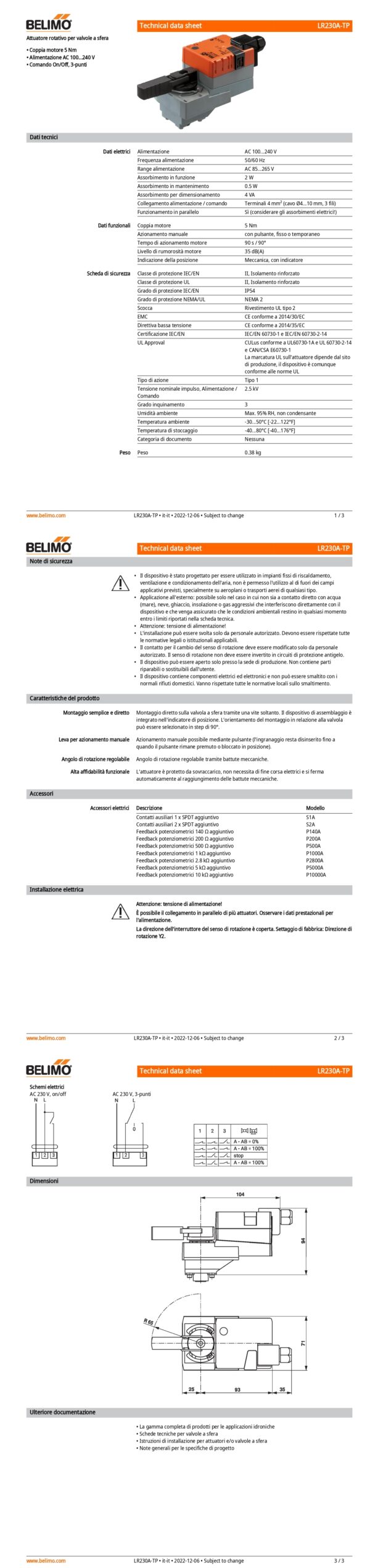 LR230A-TP Valve act. AC 230 V, 5 Nm, open-close, T - immagine 2