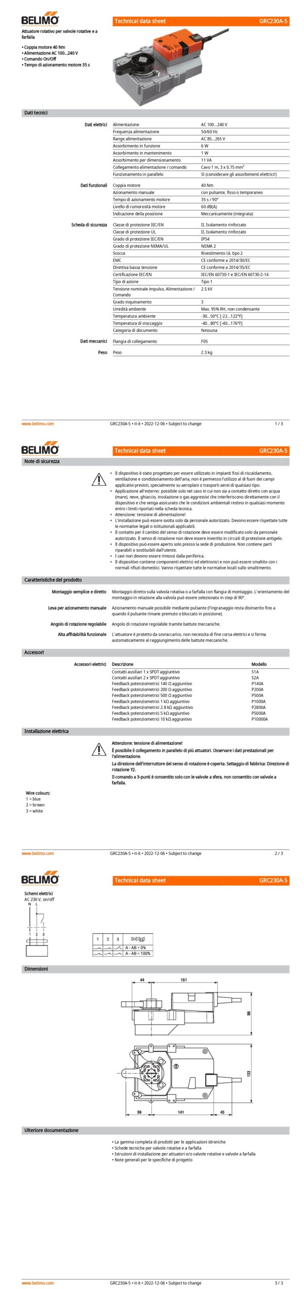 GRC230A-5 Attuatore rotativo, 40 Nm, AC 100...240 V, On/Off, 35 s, IP54, F05 - immagine 2
