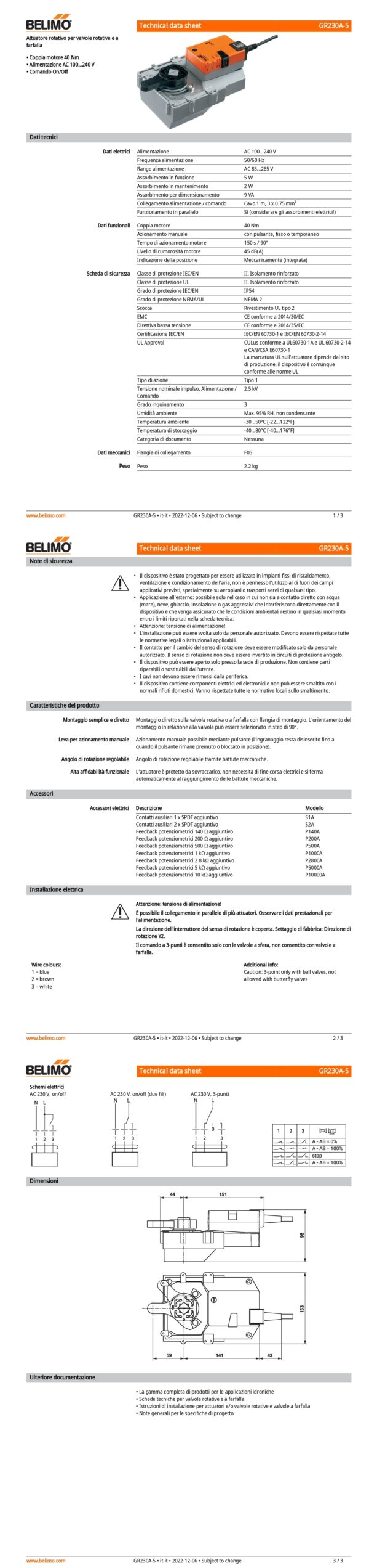 GR230A-5 Attuatore rotativo, 40 Nm, AC 100...240 V, On/Off, 150 s, IP54, F05 - immagine 2