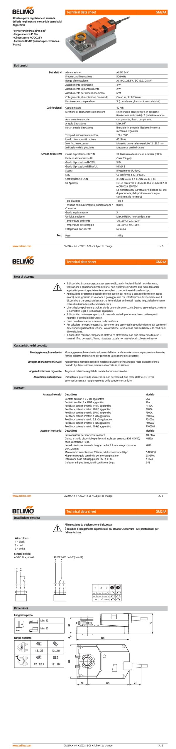 GM24A Attuatore rotativo, 40 Nm, AC/DC 24 V, On/Off, 150 s, IP54 - immagine 2
