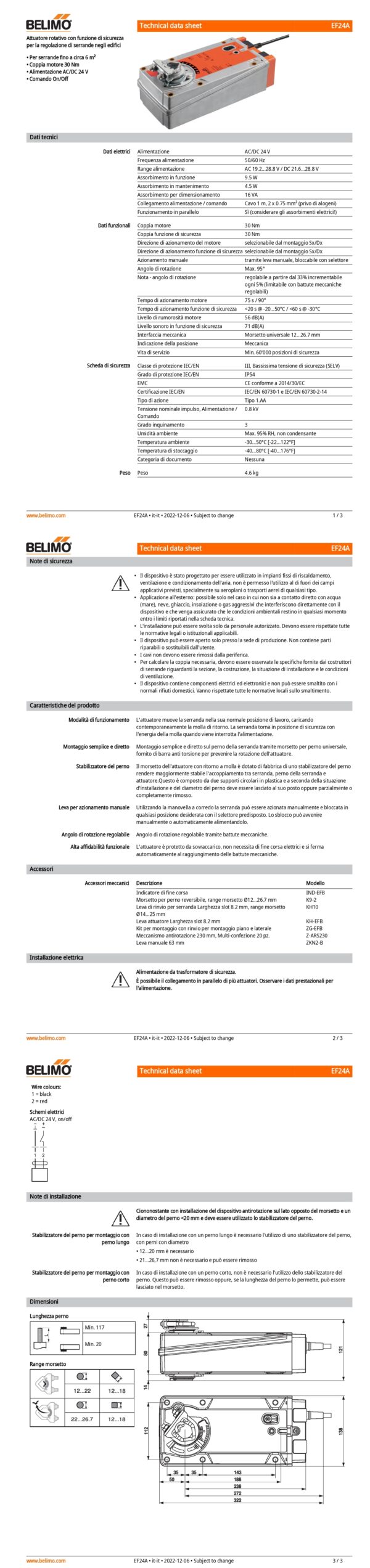 EF24A Attuatore rotativo con funzione di sicurezza, 30 Nm, AC/DC 24 V, On/Off, 75 s, IP54 - immagine 2