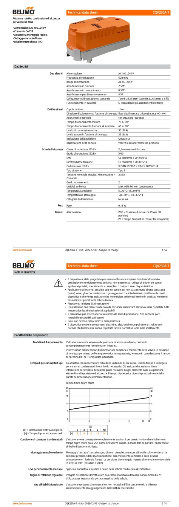 CQK230A-T Attuatore rotativo con funzione di sicurezza (ZoneTight) NC, 1 Nm, AC 100...240 V, On/Off, 75 s, IP40, Terminali - immagine 2