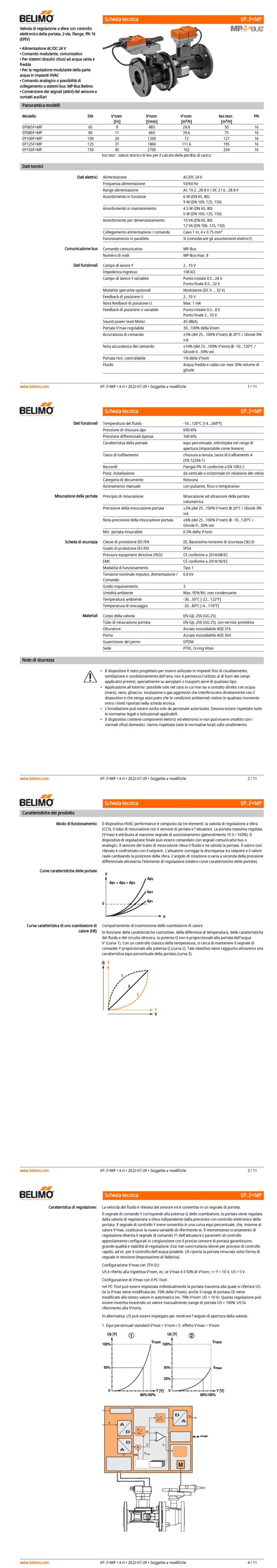 EP080F+MP Electr. 2-way PI-CCV EPIV, AC/DC 24 V, MP-Bus, DN 80, Flange, PN 16, ps 1600 kPa, V'nom 11 l/s, Temperatura del fluido -10...120°C - immagine 2