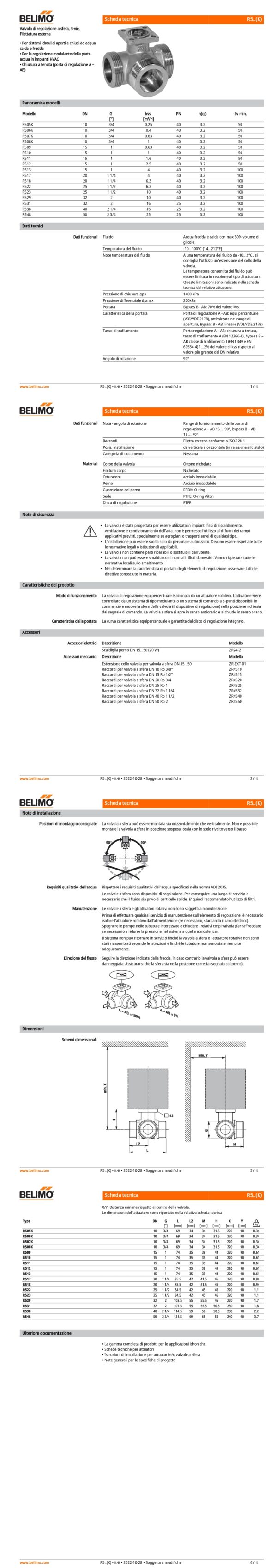 R513 Valvola di regolazione a sfera, 3-vie, DN 15, Filettatura esterna, G 1", PN 40, ps 1600 kPa, kvs 4 m³/h, Temperatura del fluido -10...100°C - immagine 2