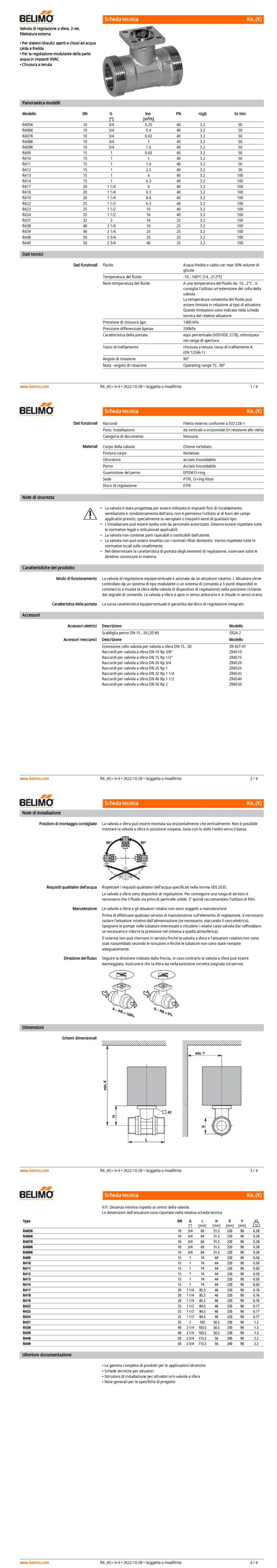 R448 Valvola di regolazione a sfera, 2-vie, DN 50, Filettatura esterna, G 2 3/4", PN 25, ps 1600 kPa, kvs 25 m³/h, Temperatura del fluido -10...100°C - immagine 2