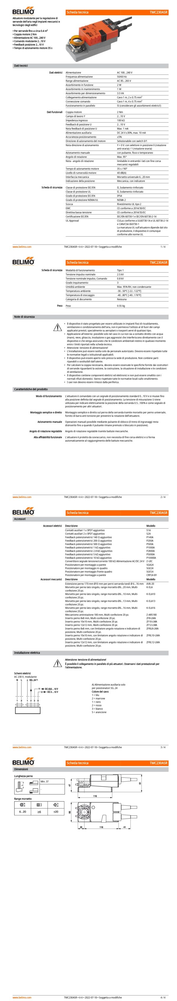 TMC230ASR Attuatore rotativo a corsa veloce, 2 Nm, AC 100...240 V, 2...10 V, 35 s, IP54 - immagine 2