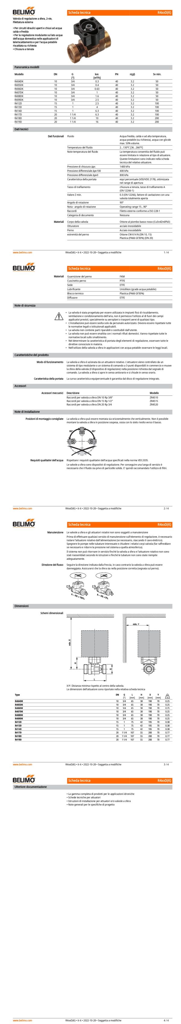 R418D Valvola di regolazione a sfera, 2-vie, DN 20, Filettatura esterna, G 1 1/4", PN 40, ps 2700 kPa, kvs 10 m³/h, Temperatura del fluido 2...130°C - immagine 2