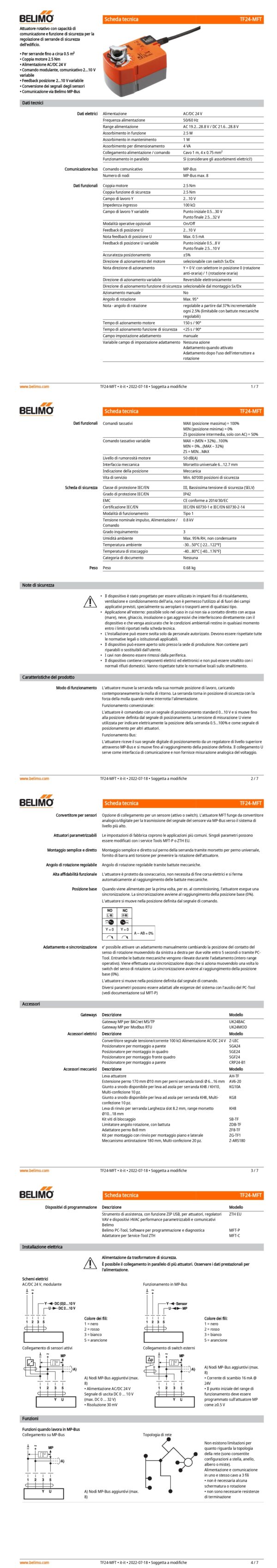 TF24-MFT Attuatore rotativo con funzione di sicurezza, 2.5 Nm, AC/DC 24 V, MP-Bus, 150 s, IP42 - immagine 2