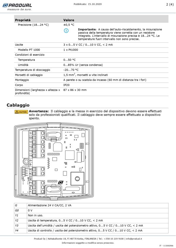 KLH 100-5V-PT 1000 TRASMETTITORE TEMP & UMIDITA', + PT 1000, 0-5V - immagine 3