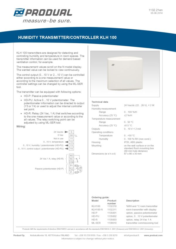 KLH 100-N TRASM. UMIDITA' AMB. & DISPLAY - immagine 2