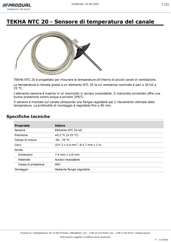TEKHA NTC 20 SENSORE TEMP. CONDOTTA - immagine 2