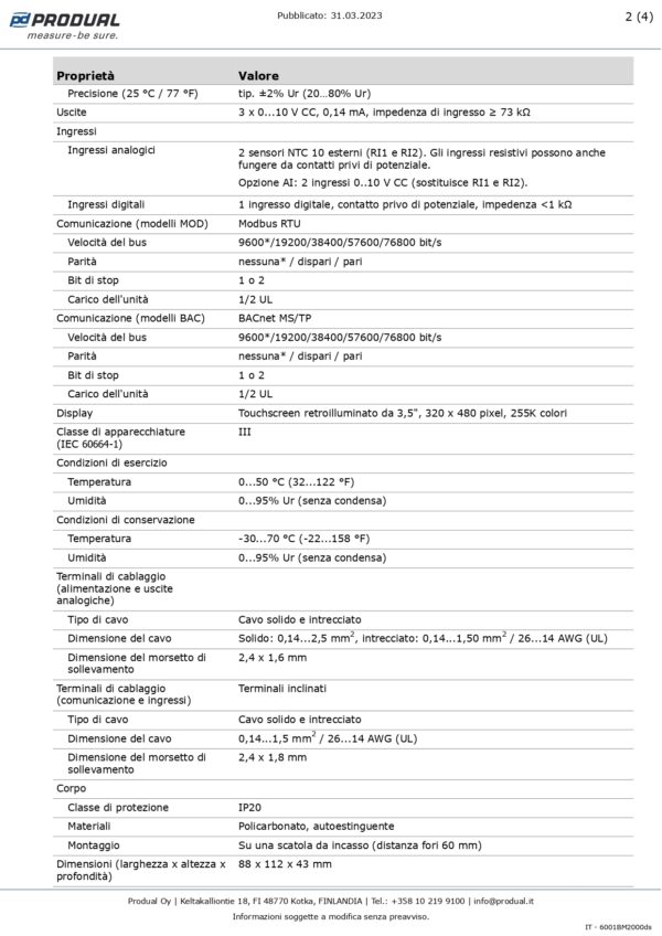TRC-A-3A-MOD-24 REGOL. DA APP. 3AO-Modbus,24 Vac/dc - immagine 3