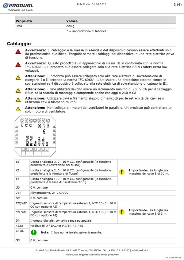 TRC-A-3A-MOD-24 REGOL. DA APP. 3AO-Modbus,24 Vac/dc - immagine 4