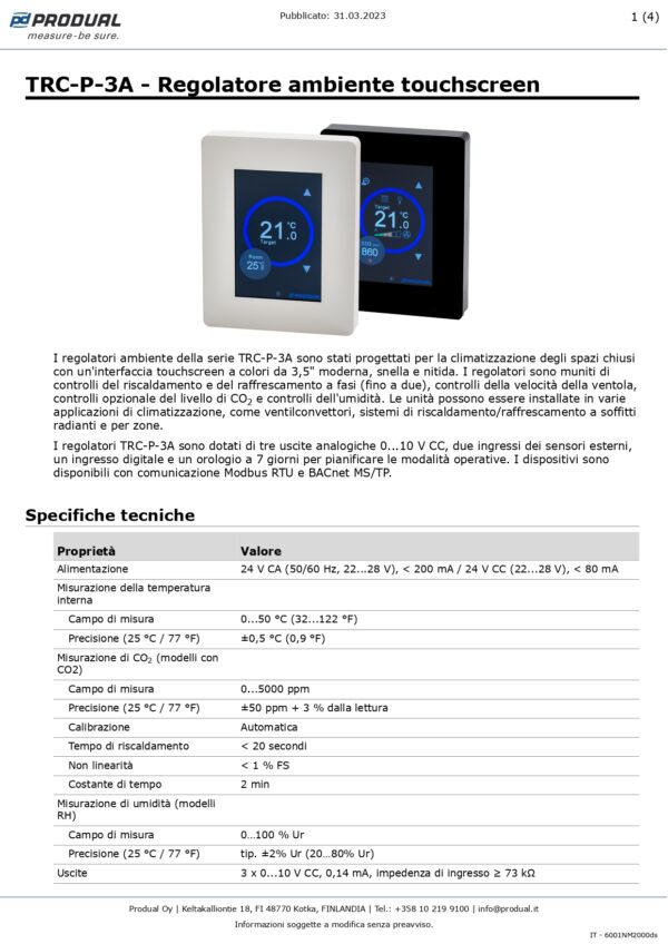TRC-P-3A-MOD-24 REGOL. AMB. CON CRONO, 3AO,7d Modbus,24 Vac/dc - immagine 2
