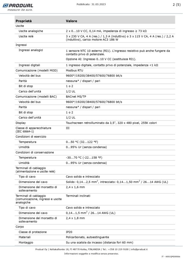 TRC-P-H-2A3R-MOD-24 REGOL. AMB. CON CRONO 2AO,3RO(7A),7d Modbus,24 Vac/dc - immagine 3