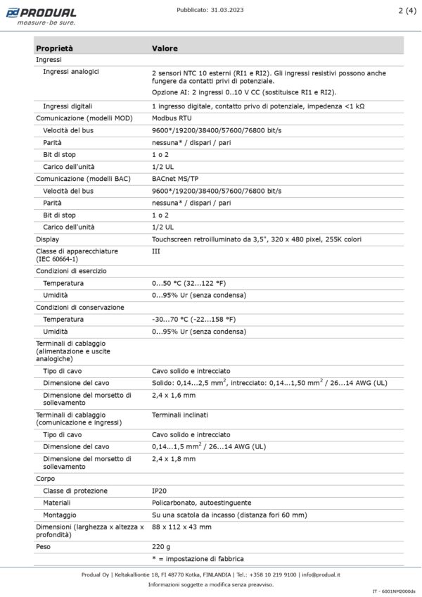 TRC-P-3A-MOD-24 REGOL. AMB. CON CRONO, 3AO,7d Modbus,24 Vac/dc - immagine 3