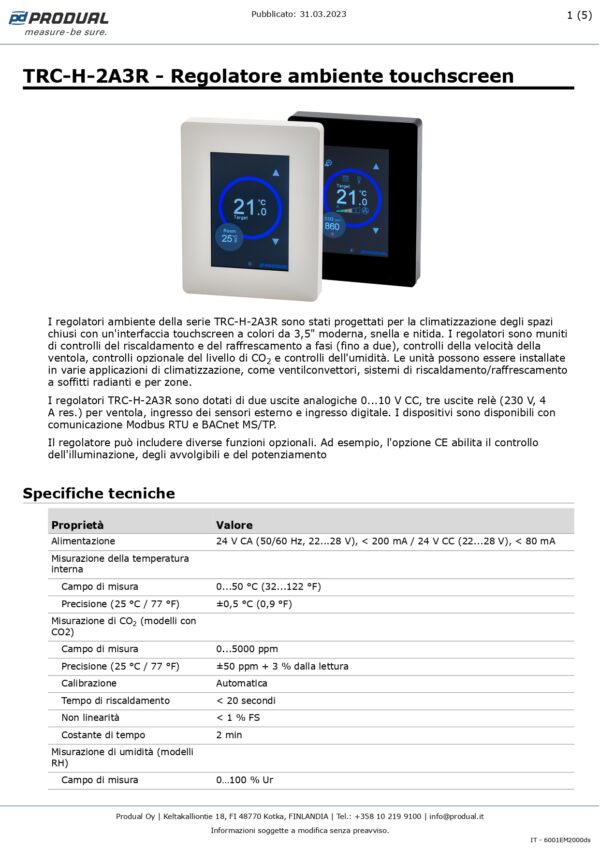 TRC-H-2A3R-MOD-24 REGOL. AMB. 2AO,3RO(7A)-Modbus,24 Vac/dc - immagine 2
