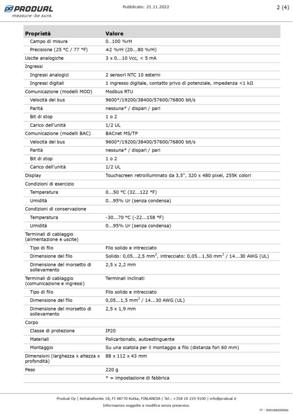 TRI-3A-MOD-24 INTERFACCIA UTENTE TOUCH 3AO-Modbus,24 Vac/dc - immagine 3