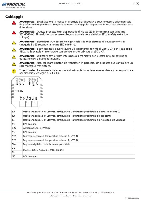 TRI-3A-MOD-24 INTERFACCIA UTENTE TOUCH 3AO-Modbus,24 Vac/dc - immagine 4