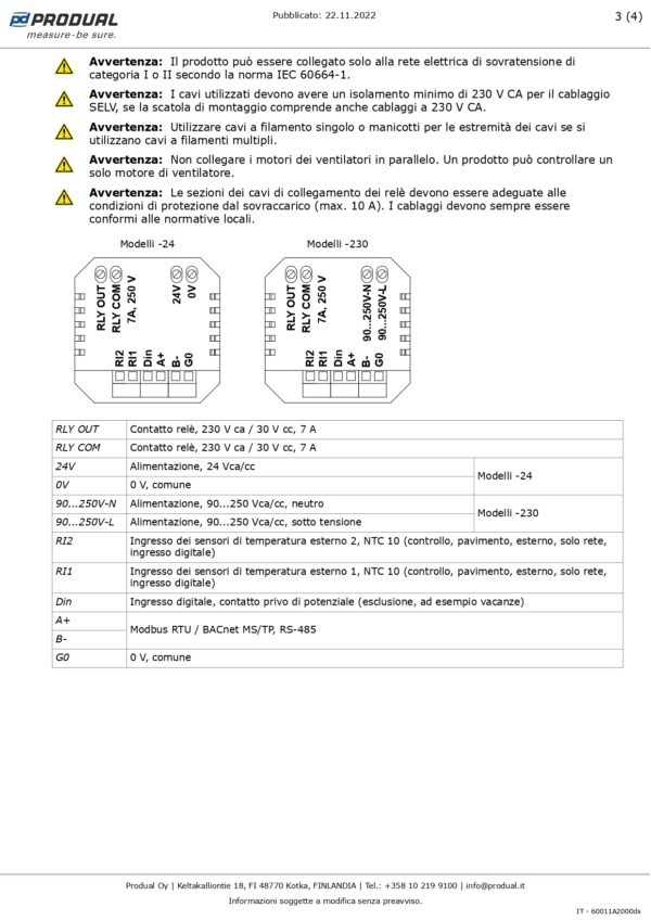 TRT-1R-24 TERMOSTATO TOUCHSCREEN 1RO-24 Vac/dc - immagine 4