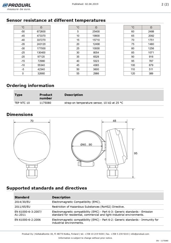 TEP NTC 10 NTC 10 SENSORE TEMP. A CONTATTO - immagine 3