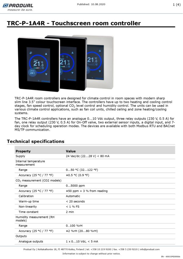TRC-P-1A4R-MOD-24 REGOL. AMB. CON CRONO 1AO,3RO,1RO,7d Modbus,24 Vac/dc - immagine 2