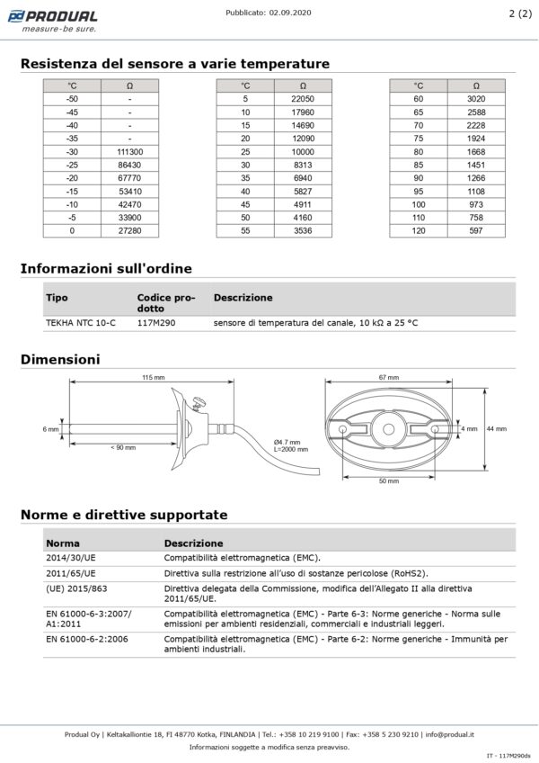 TEKHA NTC 10-C NTC10-CAREL SENSORE TEMP. CONDOTTA - immagine 3