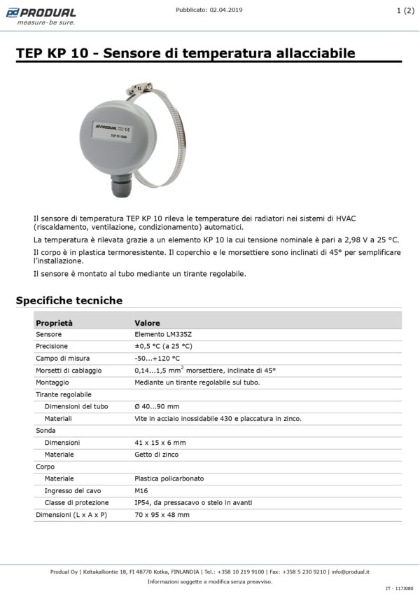 TEP KP 10 KP 10 SENSORE A CONTATTO - immagine 2