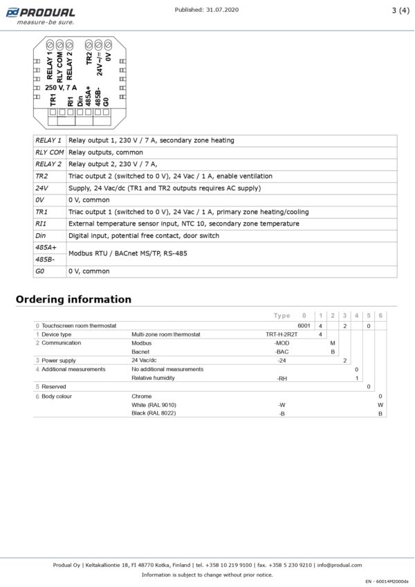 TRT-H-2R2T-MOD-24 TERMOSTATO MULTIZONA 2RO,2DO-Modbus,24 Vac/dc - immagine 4