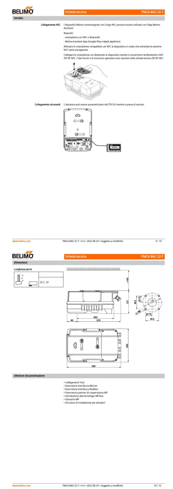 PMCA-BAC-S2-T Attuatore rotativo, 160 Nm, AC 24...240 V / DC 24...125 V, BACnet MS/TP, Modbus RTU, MP-Bus, 2...10 V, 35 s (30...120 s), 2 x SPDT, IP66/67, Terminali - immagine 6