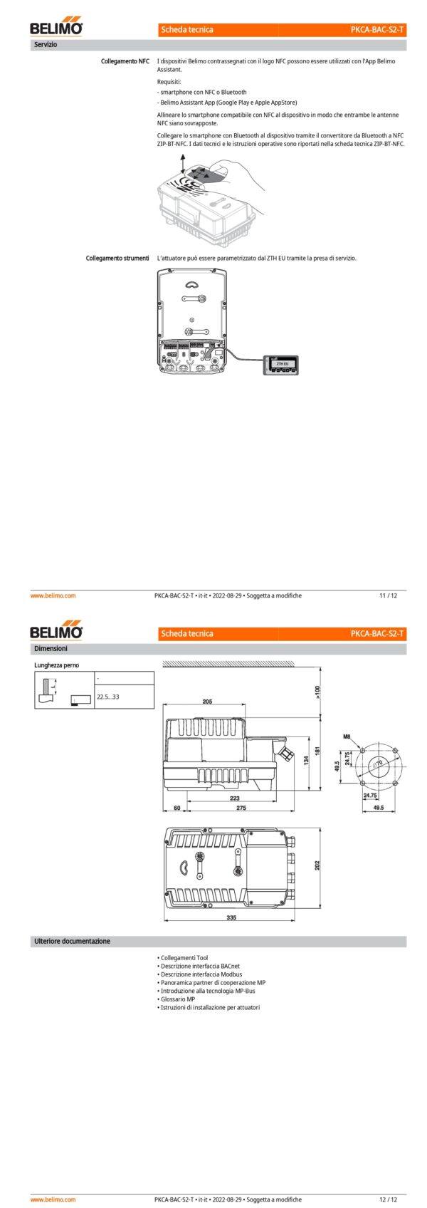 PKCA-BAC-S2-T Attuatore rotativo con funzione di sicurezza, 160 Nm, AC 24...240 V / DC 24...125 V, BACnet MS/TP, Modbus RTU, MP-Bus, 2...10 V, 35 s (30...120 s), 2 x SPDT, IP66/67, Terminali - immagine 7