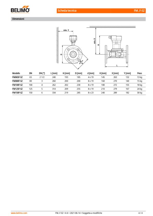 FM065F-SZ Flow sensor, AC/DC 24 V, DN 65, FS 9.6 l/s - immagine 5