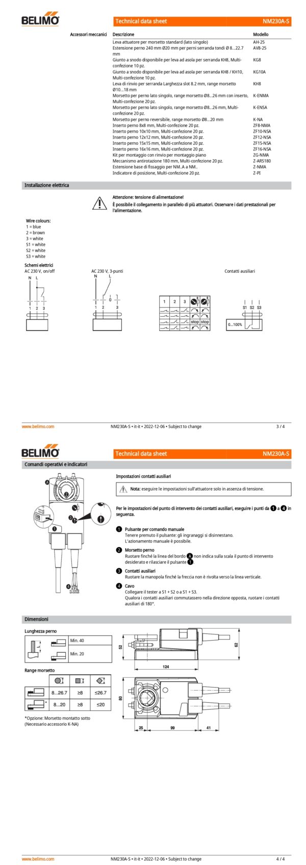 NM230A-S Attuatore rotativo, 10 Nm, AC 100...240 V, On/Off, 3-punti, 150 s, 1 x SPDT, IP54 - immagine 3