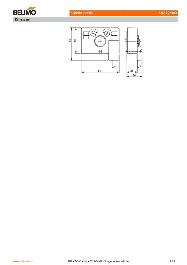 SN2-C7/300 Contatti ausiliari 2 x SPDT Lunghezza cavo 3 m - immagine 4