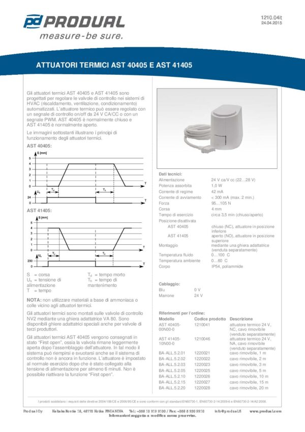 AST 40405-00N00-0 ATTUATORE TERMICO   24V NC - immagine 2