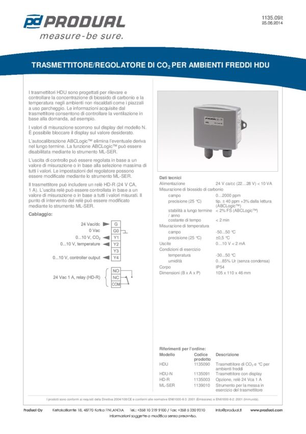 HDU-M-N SENSORE CO2, OUTDOOR + MODBUS +DISPLAY - immagine 2