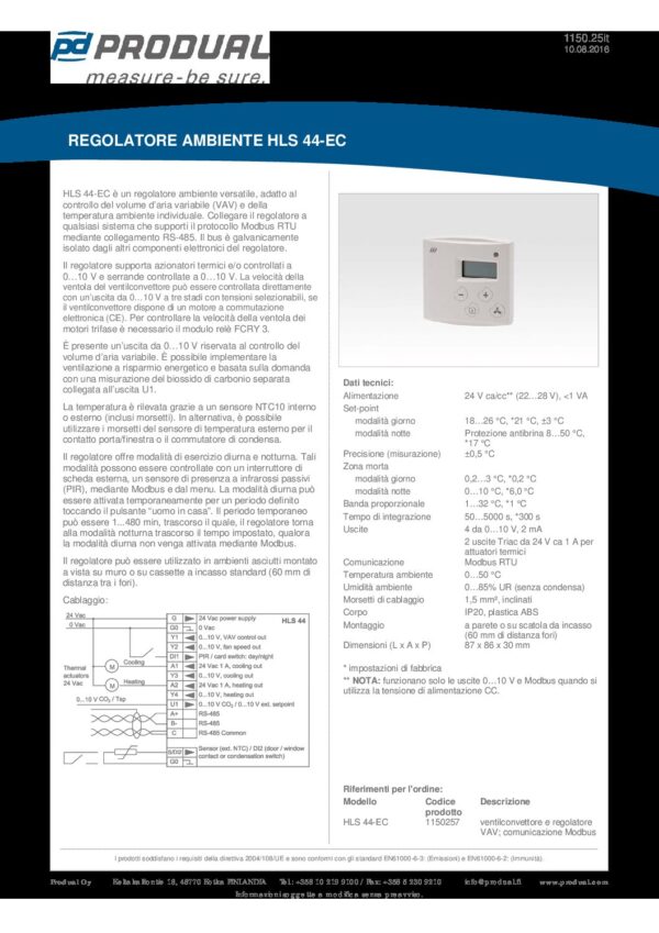 HLS 44-EC REGOL. TEMP. AMB.  CON MODBUS - immagine 2