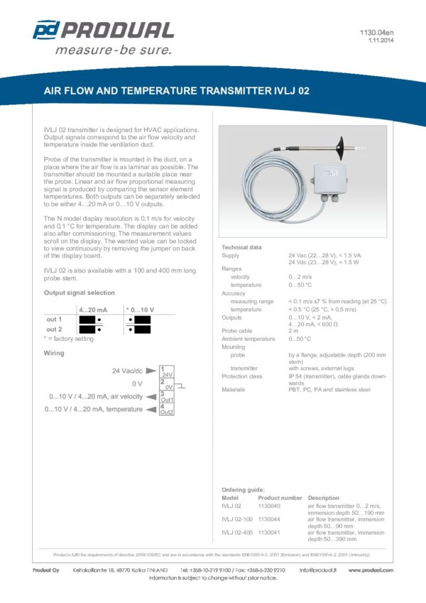 IVLJ 02-400-N TRASM. VELOCITA' ARIA  0-2M/S CON CAVO E DISPLAY - immagine 2