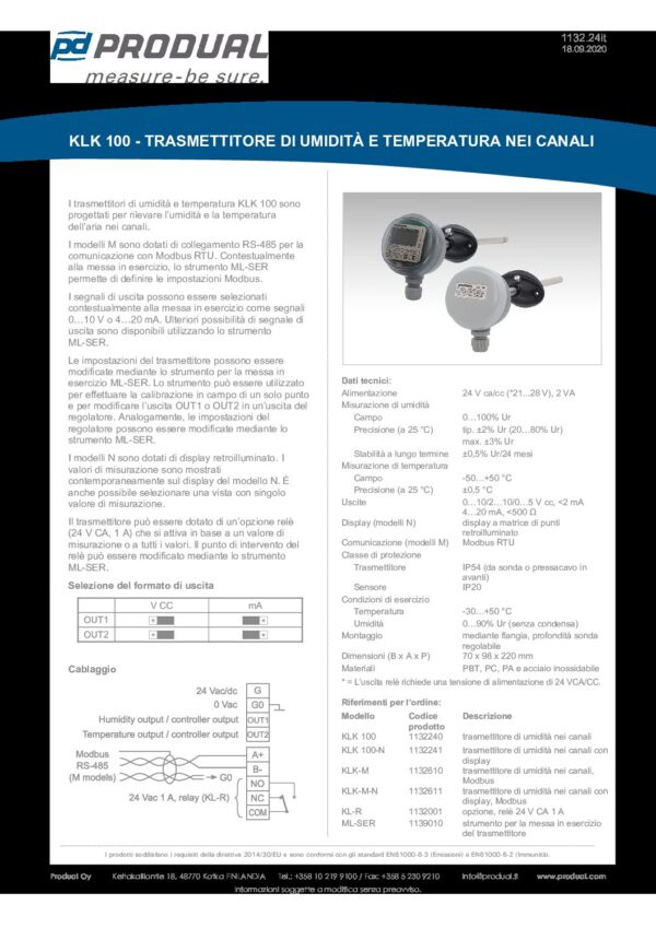 KLK 100-N TRASM. UMIDITA' DA CONDOTTA & DISPLAY - immagine 2