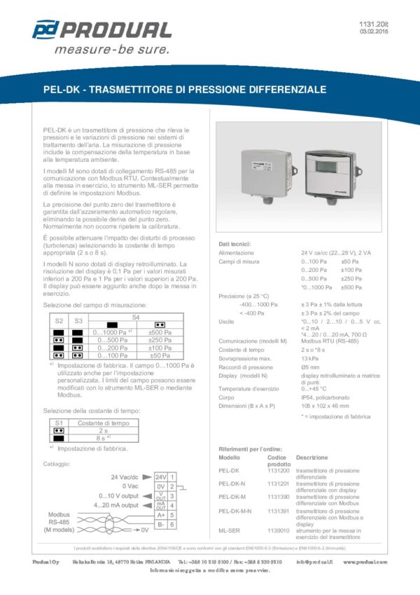 PEL-DK-N TRASM. DI PRESSIONE  DK + DISPLAY - immagine 2