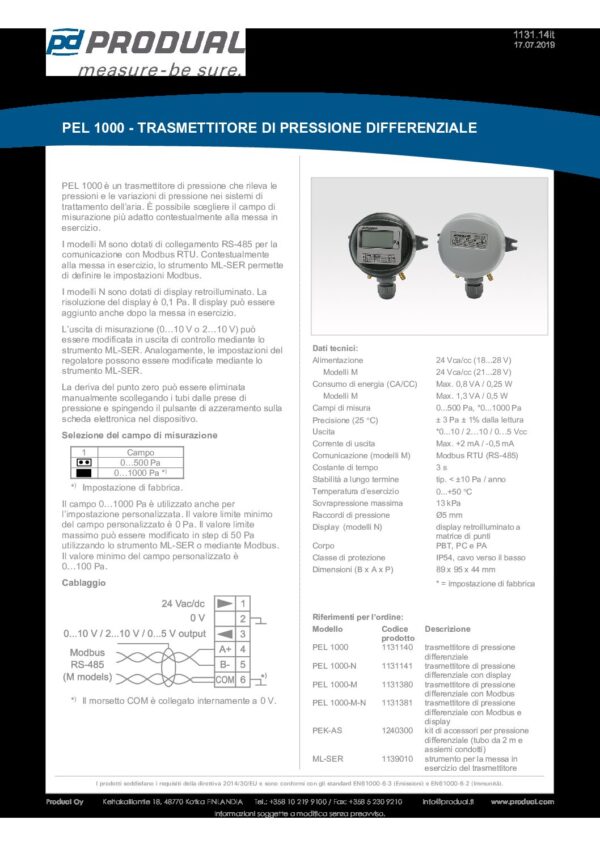 PEL 1000-N TRASM. DI PRESSIONE & DISPLAY - immagine 2