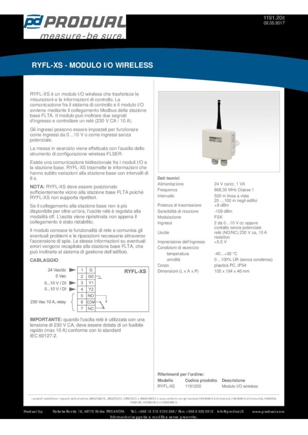 RYFL-XS MODULO I/O WIRELESS - immagine 2