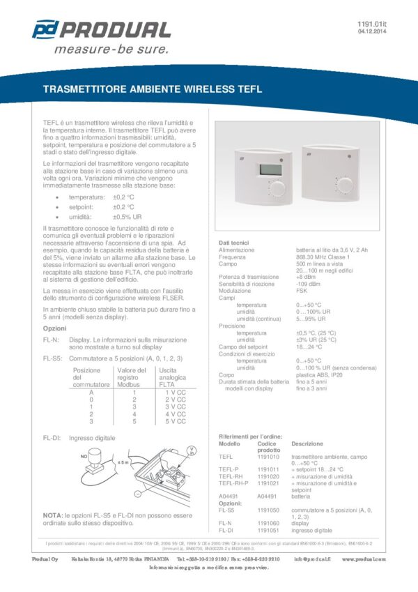 TEFL-P TRASM. TEMP. WIRELESS+POT. - immagine 2