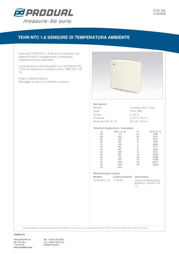 TEHR NTC 1.8 NTC 1.8 SENSORE TEMP. AMB. - immagine 2