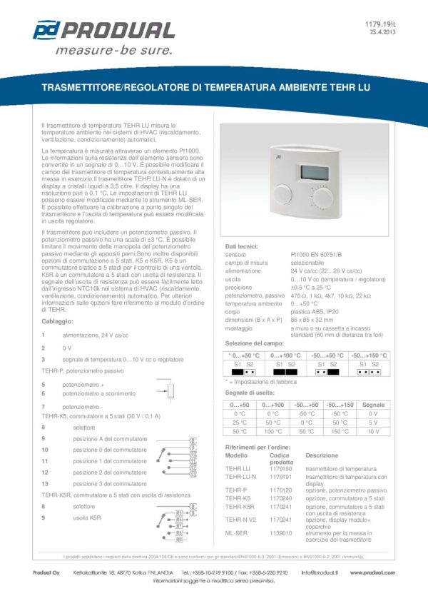 TEHR LU-N 0-10V TRASM. TEMP. CON DISPLAY - immagine 2