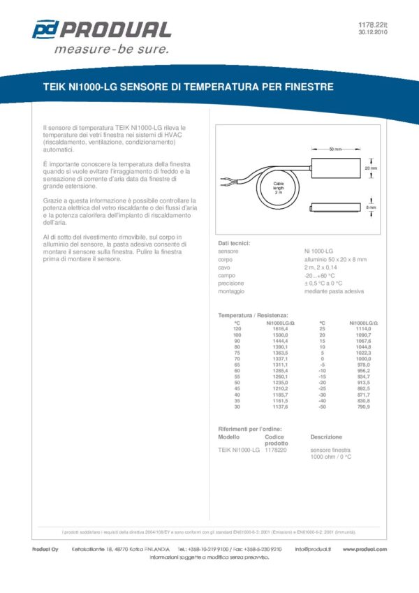 TEIK NI 1000-LG NI 1000-LG SENSORE TEMP. FINESTRA - immagine 2