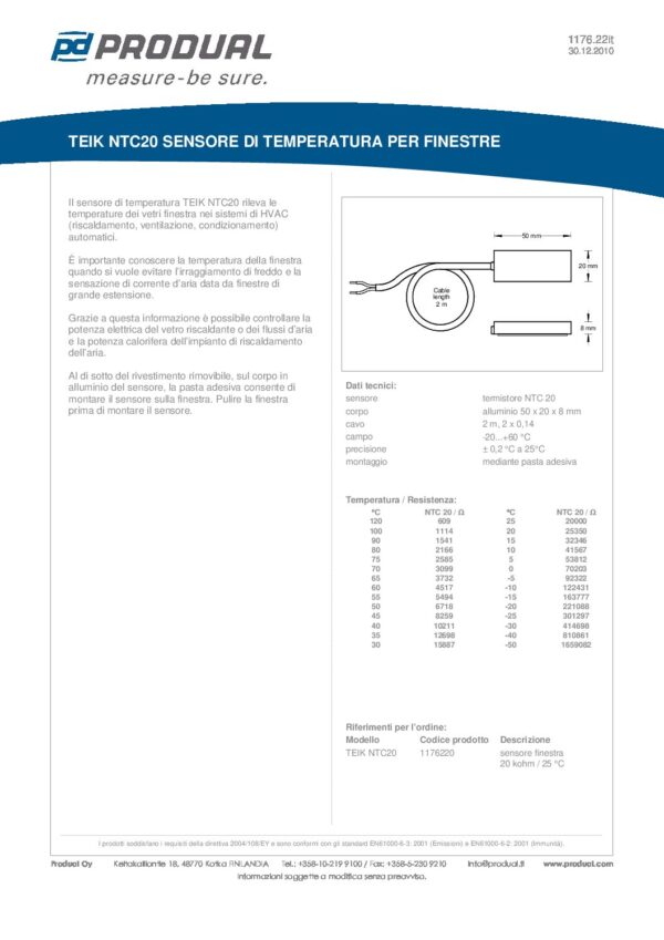 TEIK NTC 20 NTC 20 SENSORE TEMP. FINESTRA - immagine 2